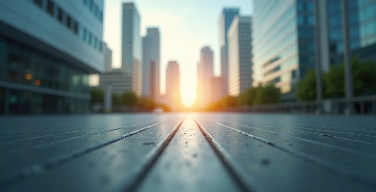 Bureau moderne québécois avec deux chemins symbolisant les choix d'assurance collective versus privée