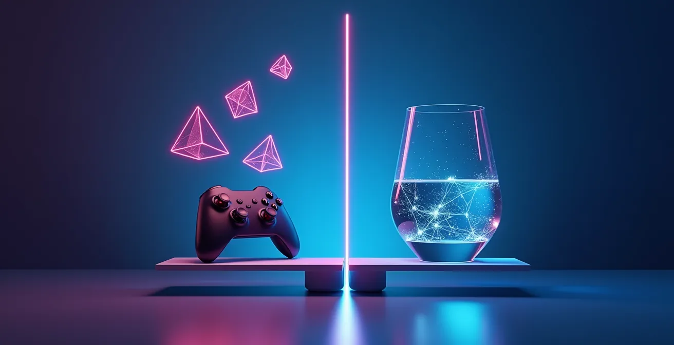 Représentation visuelle abstraite des crédits d'impôt pour le multimédia avec éléments de jeux vidéo et développement web