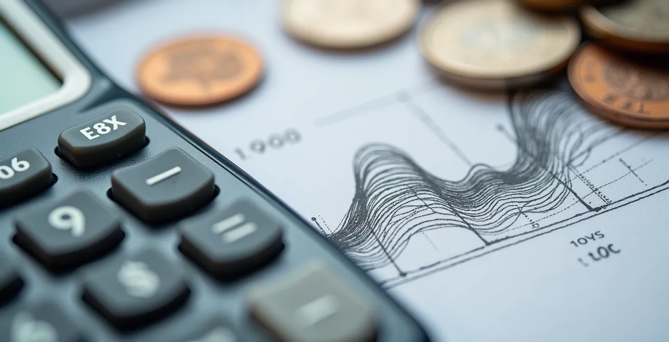 Graphique montrant une courbe exponentielle irréaliste comparée à la progression normale d'un investissement, illustrant l'absurdité des promesses de hauts rendements.