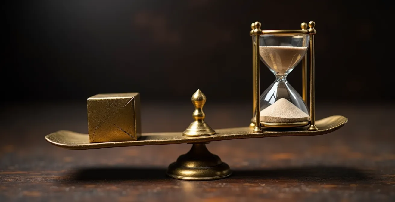 Balance équilibrée représentant la division entre prêt fixe et variable