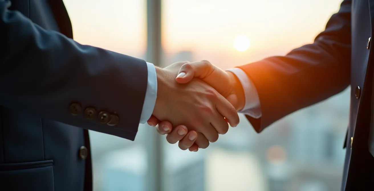 Poignée de main symbolisant un partenariat d'affaires au Québec